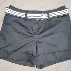 EUC WHBM Black Shorts White Striped Belt Sz 2